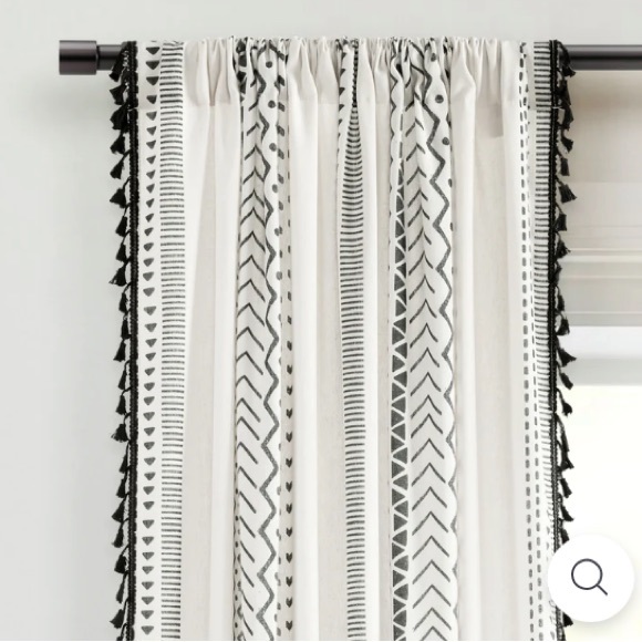 Hygge Boho Stripe Tassel Window Curtain Panel Set - Picture 2 of 10